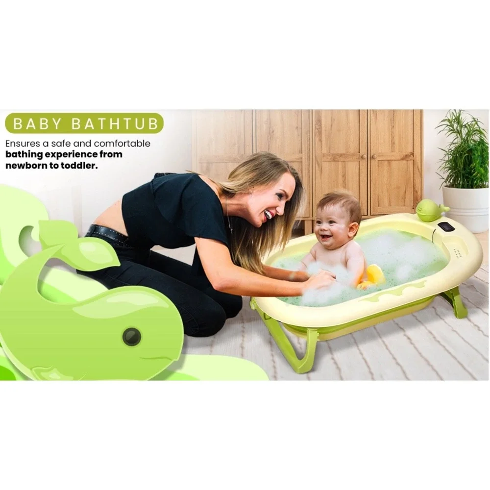Tiny Totz Collapsible Baby Bathtub with Thermometer Portable Newborn-Toddler NIB